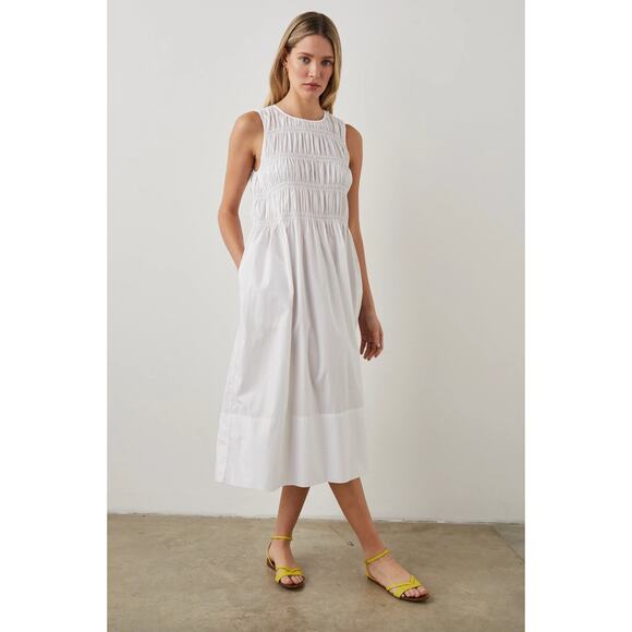 Rails Smocked Cotton-Poplin Tilda Dress in White - Picture 1 of 10